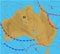 Weather forecast map of Australia. Meteorological plan of the country. Realistic synoptic chart with aditable generic map showing