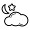 Weather forecast vector sign. Starlight Night, mostly cloud.