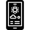 Weather forecasting on mobile icon, Summer vacation related vector