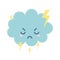 Weather icon of a angry cloud with thunders