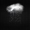 Weather icon with cloud, heavy fall rain and lightning on transparent background