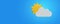 Weather icon. Partly cloudy Weather forecast info icon on blue. Climate weather element. Trendy banner for Metcast report, meteo