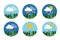 Weather icon set flat vector forecast sky cloud sunny thunder