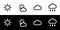 Weather icon set. Sunny, cloudy, gloomy, and rain. Forecast or weather prediction