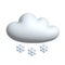 Weather icon - snowing cloud floats in the sky. 3d vector icon. Cartoon minimal style.
