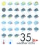 Weather icons - 35 different weathers plus thermometers