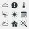 Weather icons. Cloud and sun. Temperature symbol.