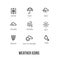 Weather icons with main symbols of snow, rain, sun, cloud, storm. Perfect for sites, banners, widgets, mobile