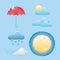 Weather icons moon, rainy, cold and sun day design