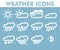 Weather icons set clouds wind gusts of rain hail storm