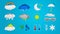 Weather Icons Set - Different Realistic Felt 3D-Illustration - Isolated On Cyan Background With Clipping Path