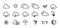 Weather icons set isolated on a white background. Clouds logo and sign collection. Black colors. Simple modern design. Flat style