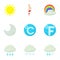 Weather interface icons set, cartoon style