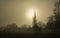 Weather / landscape: The sun sets on a foggy Autumn / Fall day over the park. 1
