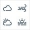 weather line icons. linear set. quality vector line set such as sunrise, cloudy, wind