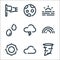 weather line icons. linear set. quality vector line set such as tornado, cloud, sun, rainbow, strom, rain, sunrise, moon
