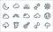 weather line icons. linear set. quality vector line set such as umbrella, thermometer, strom, rain, tornado, cloudy, wind, stars,