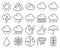 Weather line pixel icons set