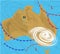 Weather map of the Australia. Meteorological forecast with Hurricane, Wind cyclone, Storm. Editable vector illustration of a