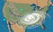 Weather map of the United States of America. Meteorological forecast . Editable vector illustration of a generic weather