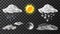 Weather meteo icons realistic set