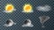 Weather meteo icons realistic set