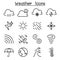 Weather, meteorology & Climate icon set in thin line style