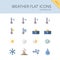 Weather and meteorology group. Temperature humidity and natural phenomenon. Isolated icon set. Flat vector illustration