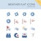 Weather and meteorology group. Wind sea and natural disasters. Isolated icon set. Flat vector illustration