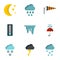 Weather outside icons set, flat style