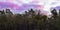 Weather phenomenon in the sky, pink and purple nacreous clouds, forest landscape background