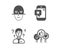Weather phone, Face recognition and Support consultant icons. Like sign. Vector