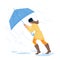 Weather Rain Day Walking Girl With Umbrella Vector