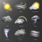 Weather realistic 3d icons vector. set Sun, cloud, rainbow, storm wind