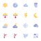 Weather related flat icons set