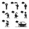 Weather Season Rainy man icons set illustration pictogram design