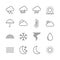 Weather set icon vector. Outline forecast collection. Trendy thin line style, web climate illustration.