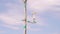 Weather station on field of wheat against sky