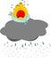 Weather symbol: Funny sun is crying in coldness