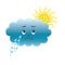 Weather symbols of sad cloud and happy sun.