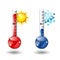 Weather thermometers with sun and snowflake