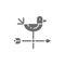 Weather vane rooster, weathercock grey icon. Isolated on white background