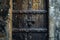 Weathered Ancient wooden door with old decoration. Generate ai
