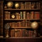 Weathered Antique Bookshelf with Dusty Books