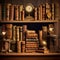 Weathered Antique Bookshelf with Dusty Books