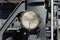 Weathered electrical headlight of a steam locomotive. Electrical