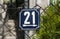 Weathered enameled plate number 21