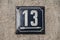 Weathered enamelled plate number 13