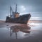 Weathered fishing vessel, beachbound, echoes tales of bygone maritime adventures