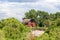 Weathered old red barn